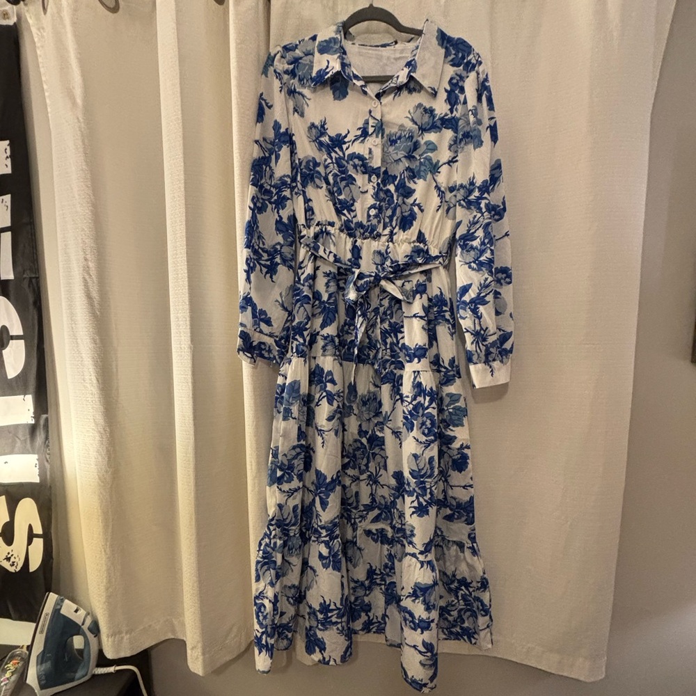 Floral Blue and White Women's Dress
